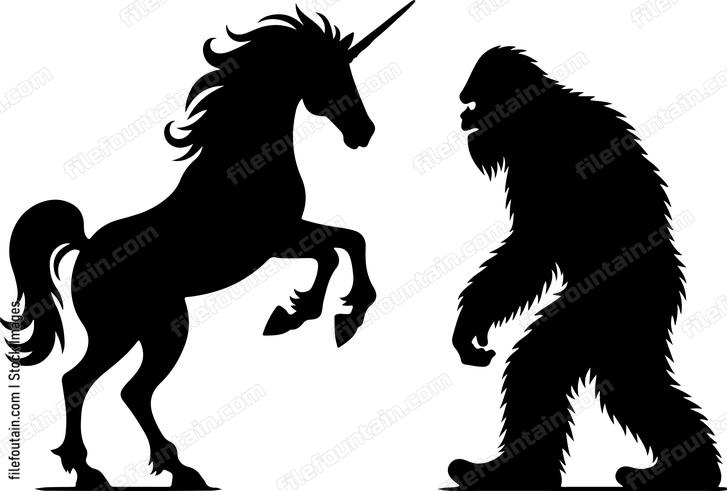 Unicorn befriending Bigfoot
