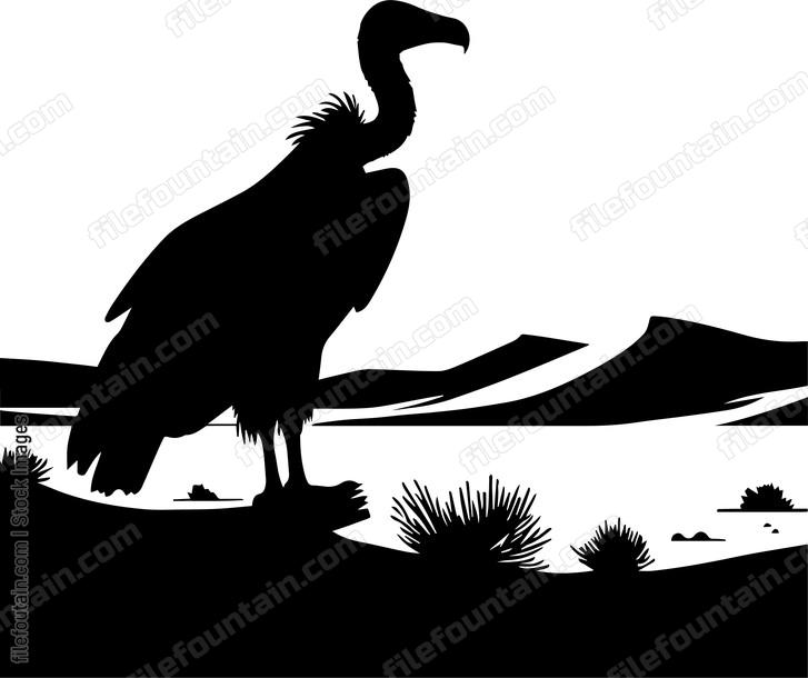 Vulture In Desert
