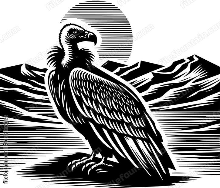 Vulture In Desert