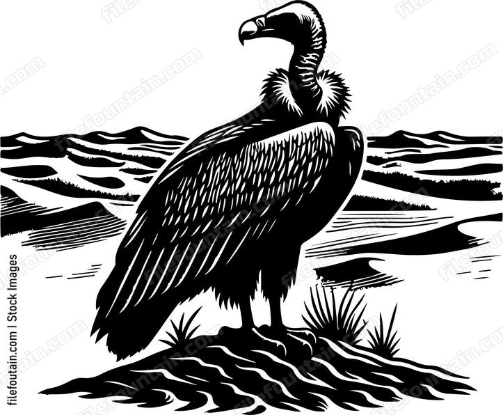 Vulture In Desert