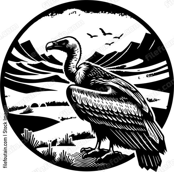 Vulture In Desert