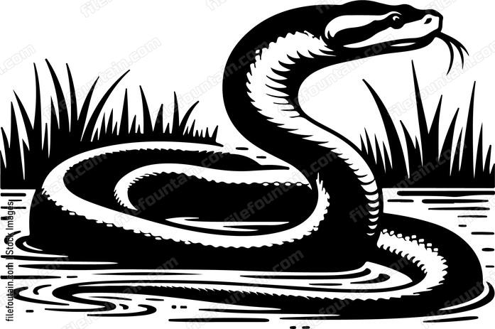 Yellow anaconda gliding gracefully through the shallow waters of a swamp