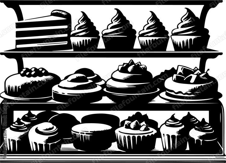 A pastry display showcasing a variety of sweet treats and desserts