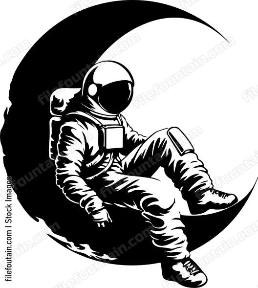 Axtronaut Sitting On Moon