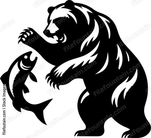 Bear catching a fish with a swift paw swipe