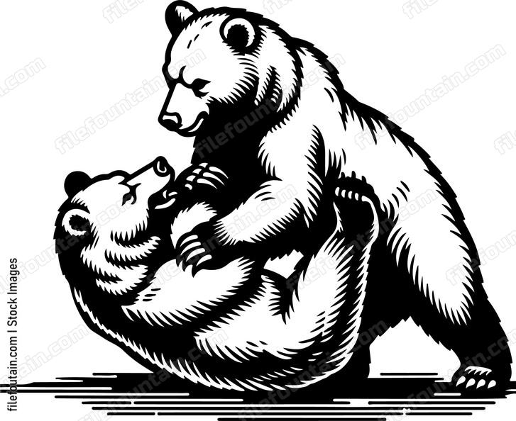 Bear cubs wrestling and play fighting