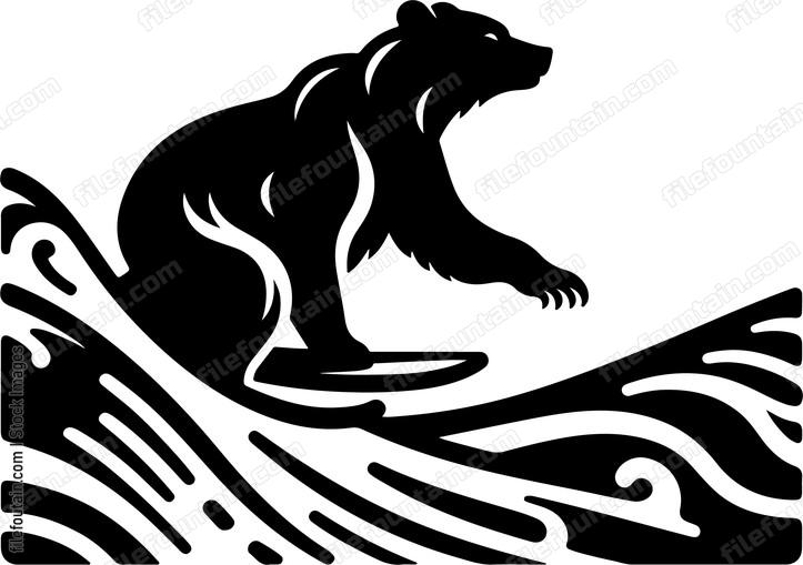 Bear surfing the waves