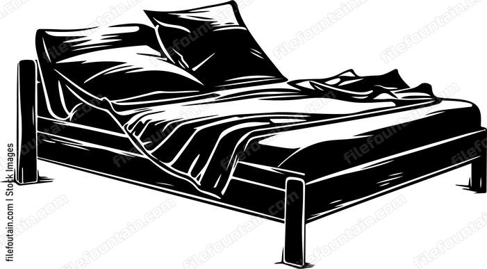 bed with pillows and blanket