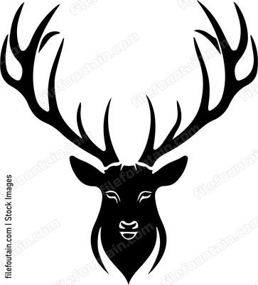 Black silhouette of deer head