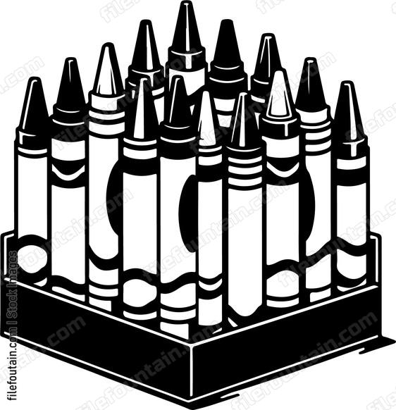 Box of colorful crayons for art