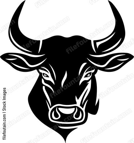 Bull head in silhouette