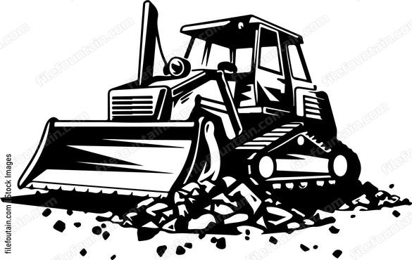 Bulldozer Moving Rocks