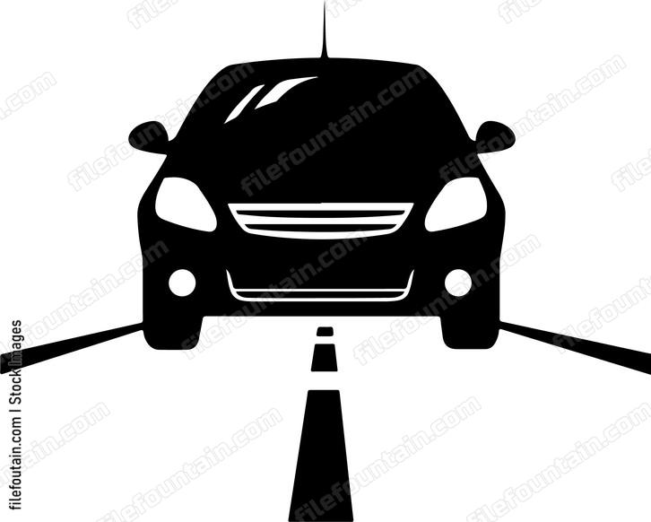 Car Driving With Headlights On