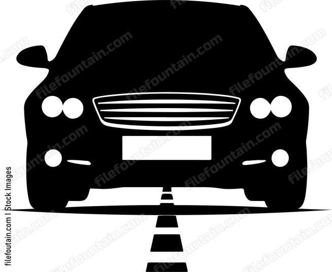 Car Driving With Headlights On