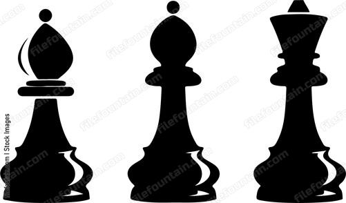 Chess pieces bishop knight queen