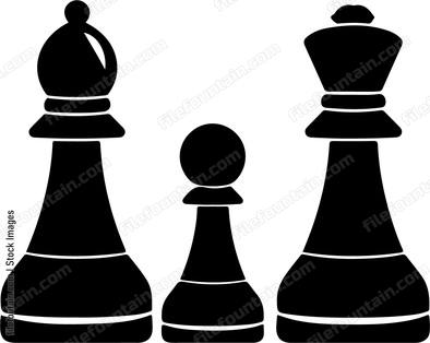 Chess pieces bishop queen and pawn