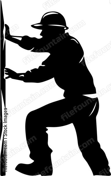 Construction Worker Pushing Wall
