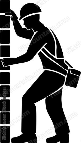 Construction Worker Pushing Wall
