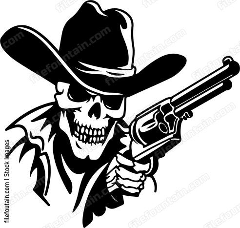 Cowboy Pistol Skull