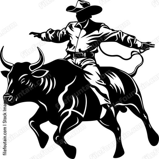 Cowboy Riding Bull