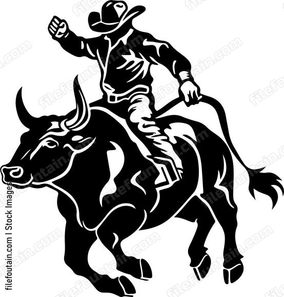 Cowboy Riding Bull
