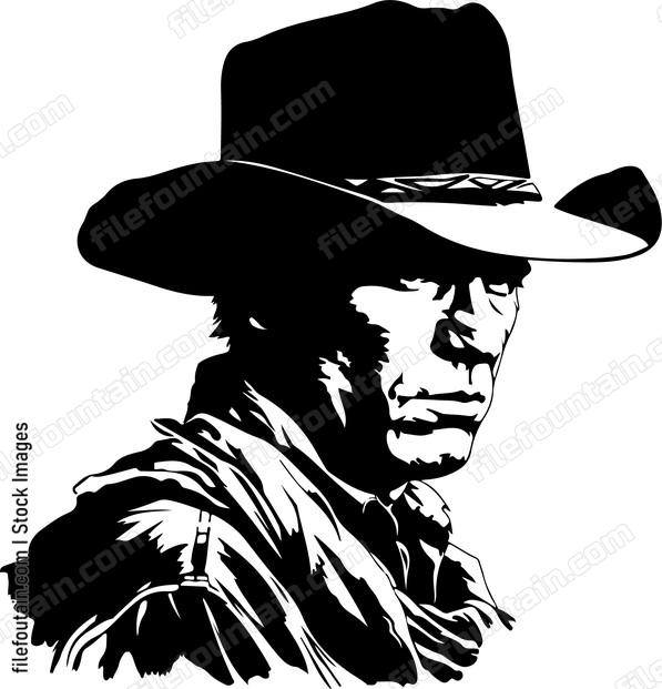 Cowboy wearing hat looking right