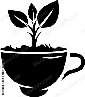 Cup with plant growing out of it