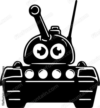 Cute Cartoon Tank With Eyes