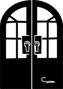 double door with glass panels