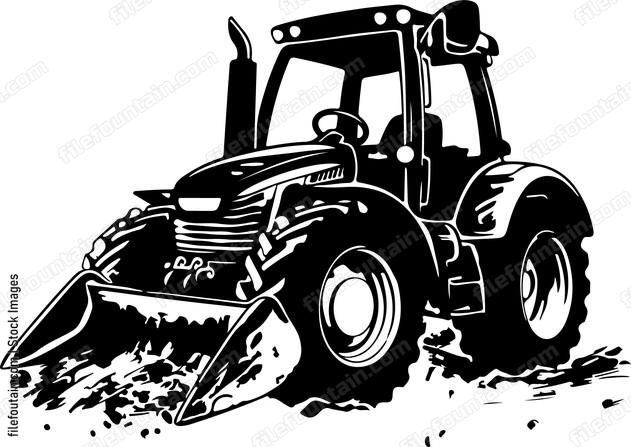 Farm tractor plowing field