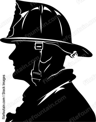 Firefighter Helmet Side View Silhouette