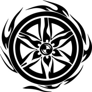 Flaming Car Wheel