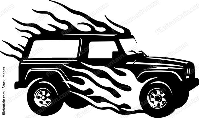 Flaming Suv
