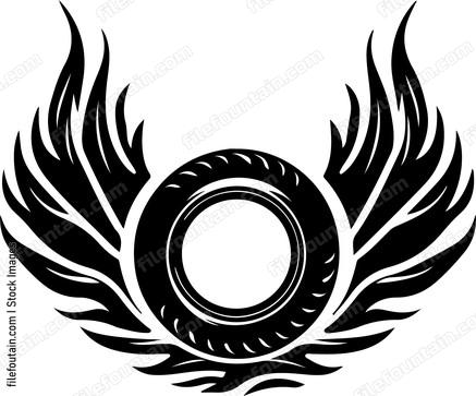 Flaming Tire With Wings