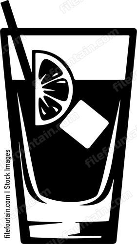glass with straw and lemon wedge