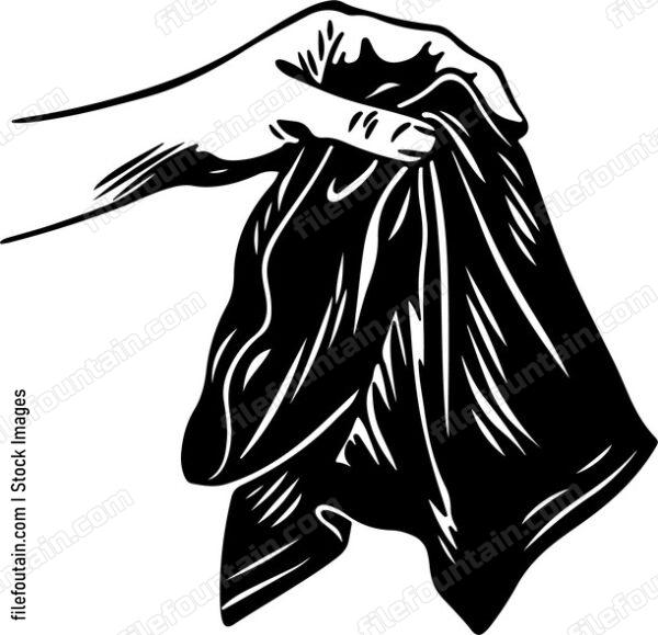 Hand holding cloth