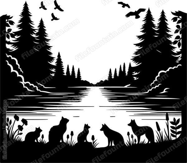 Lake at night with the faint sounds of nocturnal wildlife