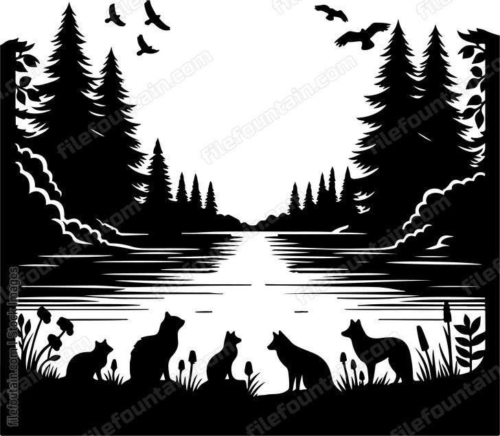 Lake at night with the faint sounds of nocturnal wildlife