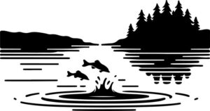 Lake at night with the occasional ripple caused by jumping fish