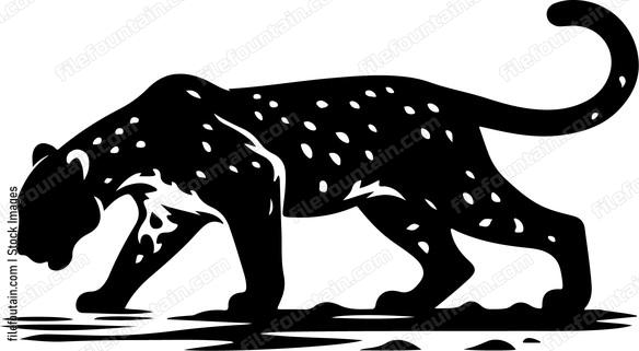 Leopard stealthily approaching a water source for a drink