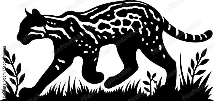 Ocelot stealthily moving through the underbrush in search of prey