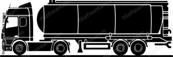Semis truck with tanker trailer