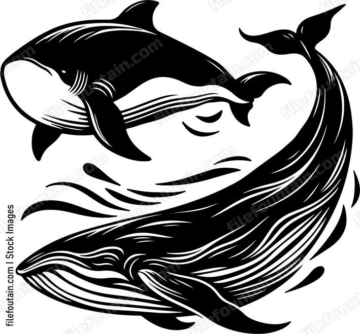 Shark swimming alongside a majestic whale