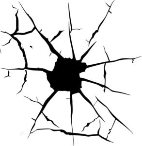 Shattered glass hole