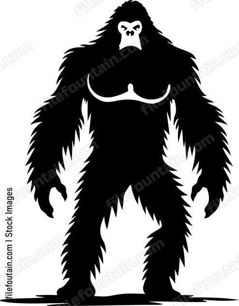 silhouette of hairy ape or gorilla