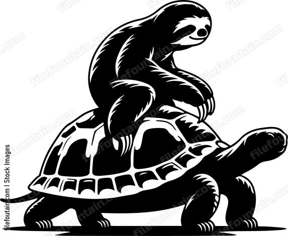 Sloth Riding On a Turtoise