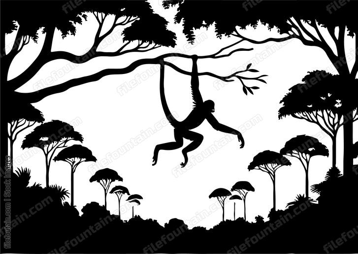 Spider monkey swinging effortlessly between trees in the rainforest