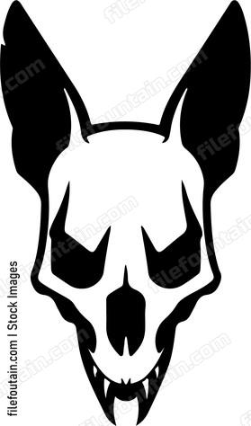 stylized dog skull with large ears
