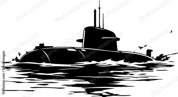 Submarine Half Submerged