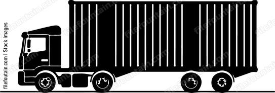 Truck with container trailer